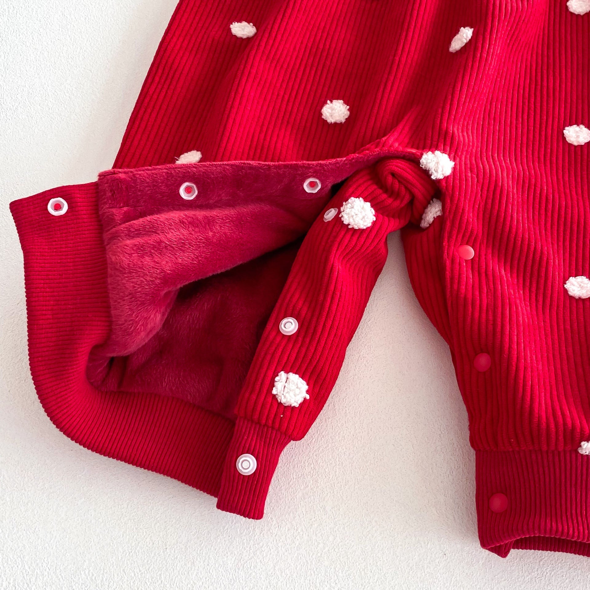 Sping and Winter Arrival Baby Cute Polka Dots Warm Fleece Sleeveless Rompers Vest