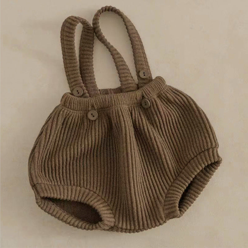 Infant Baby Kids Boys And Girls 3-Color Solid Color Simple Strap Overalls