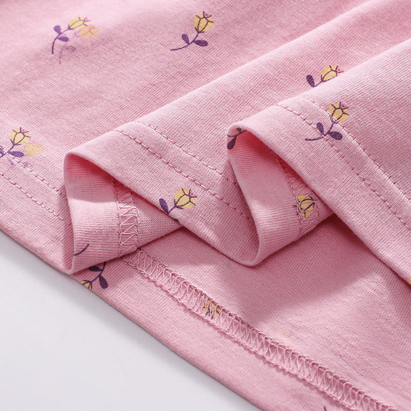 Summer Arrival Animals Cartoon Pattern Short Sleeves Floral Dress for Stylish Girls