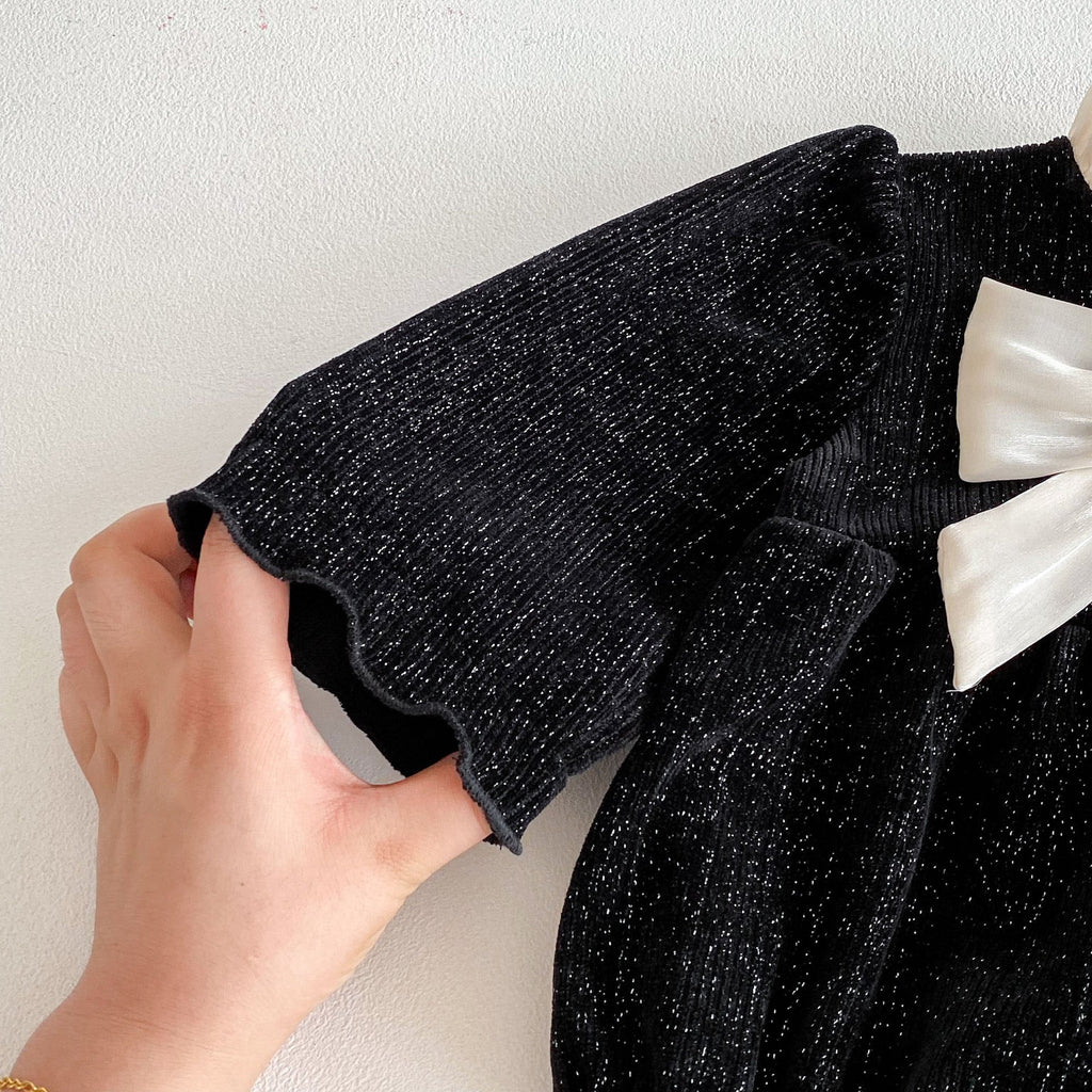 Autumn Arrival Baby Girls Long Sleeves Butterfly-bow Decorated Ruffle Neck Onesies