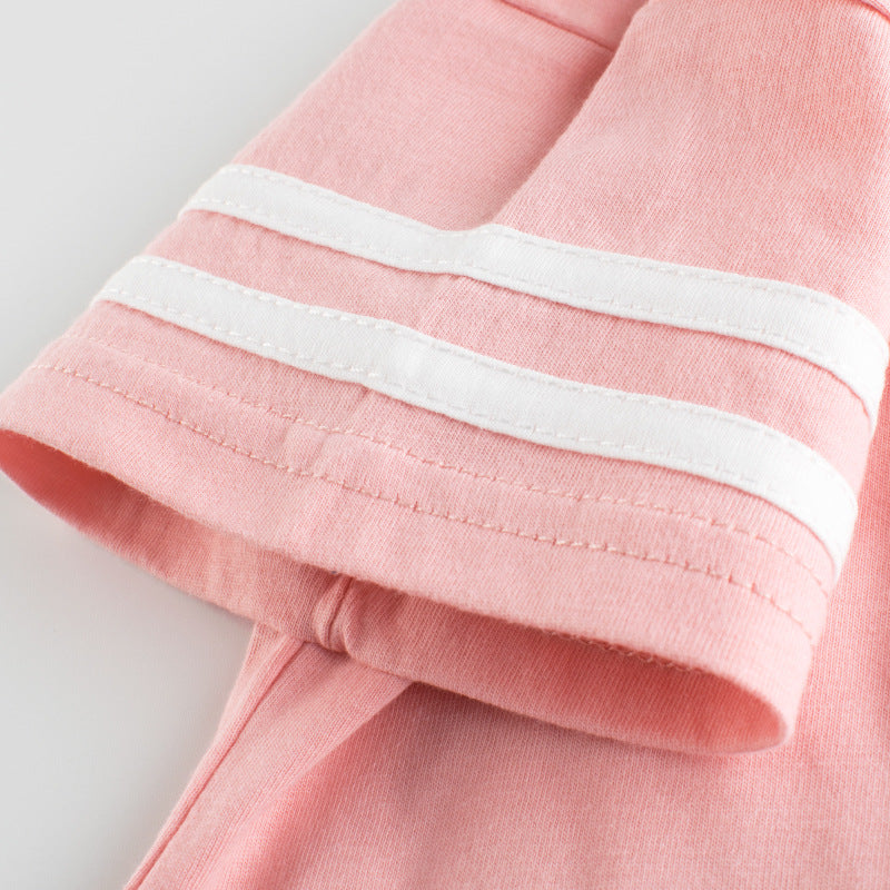 Baby Striped Sleeves Design T-Shirt Combo Shorts Sport Pieces Sets