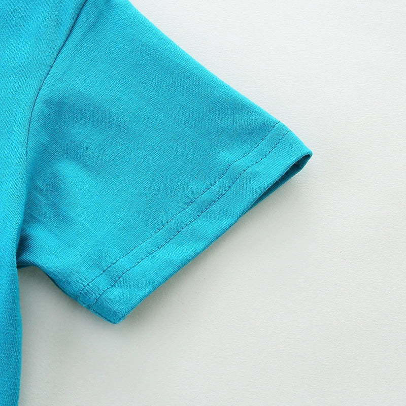 Summer Boys’ Rocket and Stars Cartoon Pattern T-shirt in European and American Style