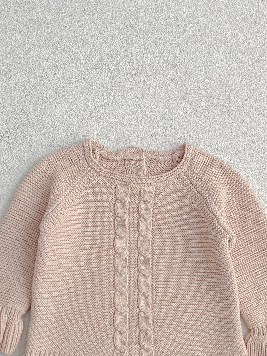 Simple Infant Baby Girls Knitted Long Flared Sleeves Pullover Sweater And Hat Set