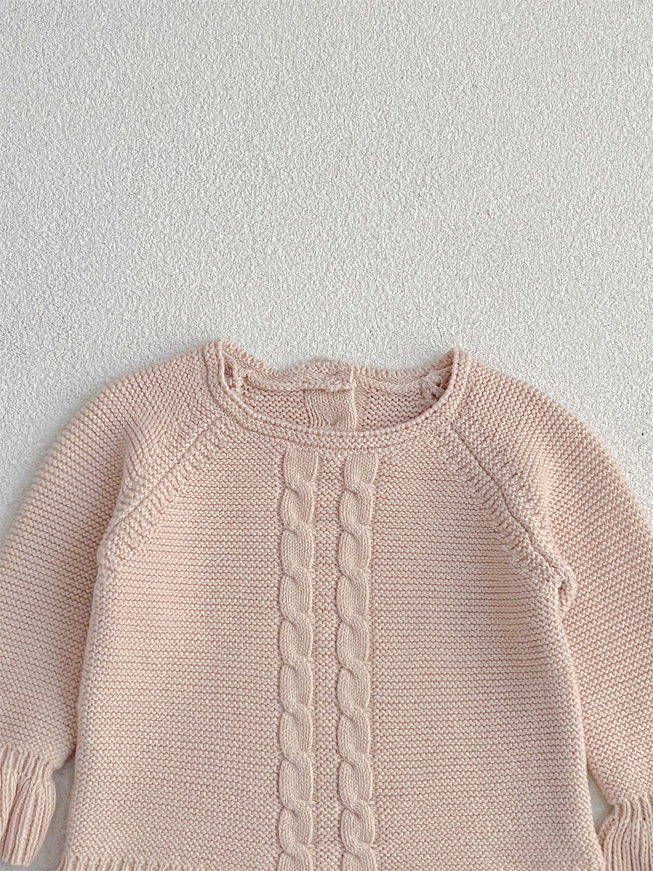 Simple Infant Baby Girls Knitted Long Flared Sleeves Pullover Sweater And Hat Set