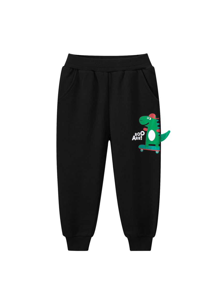 Children Boys Dinosaur Skating Cartoon Sports Trousers With Pockets