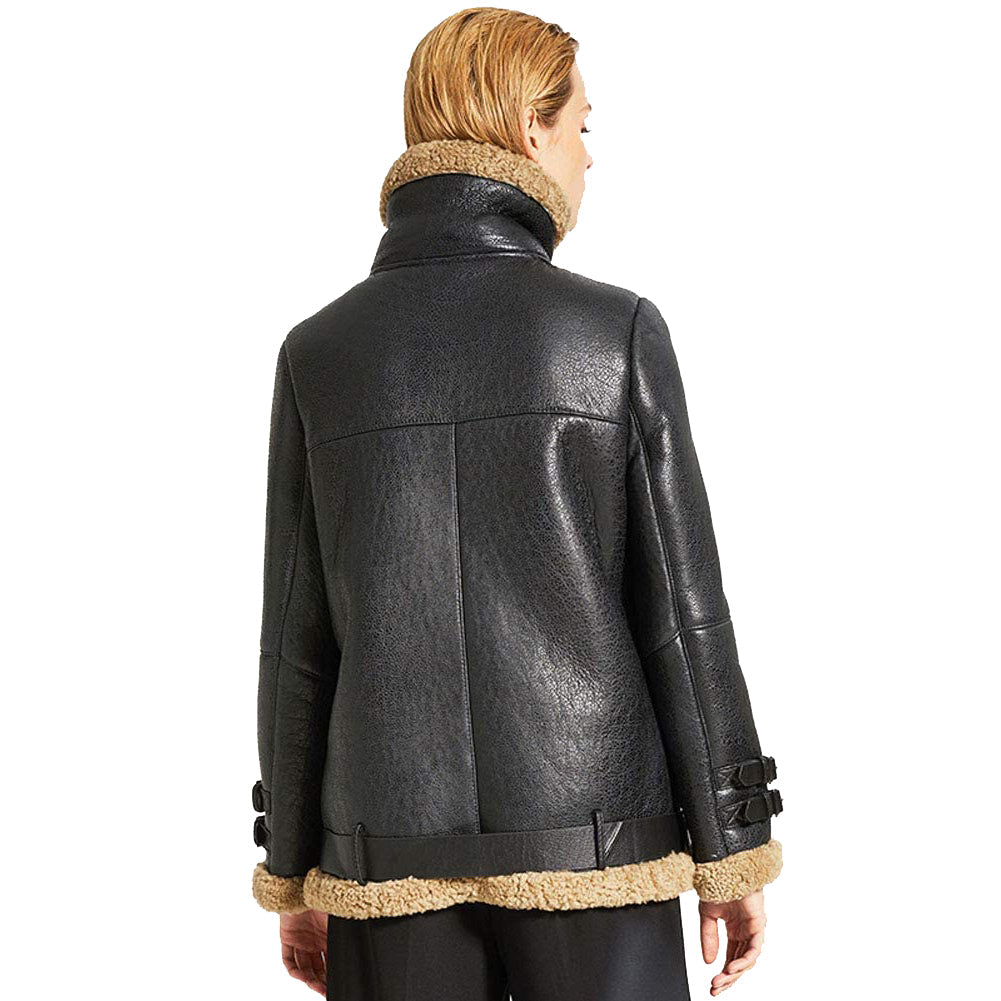 Womens Sheepskin Shearling Jacket B-3 Bomber Jacket - 2XL