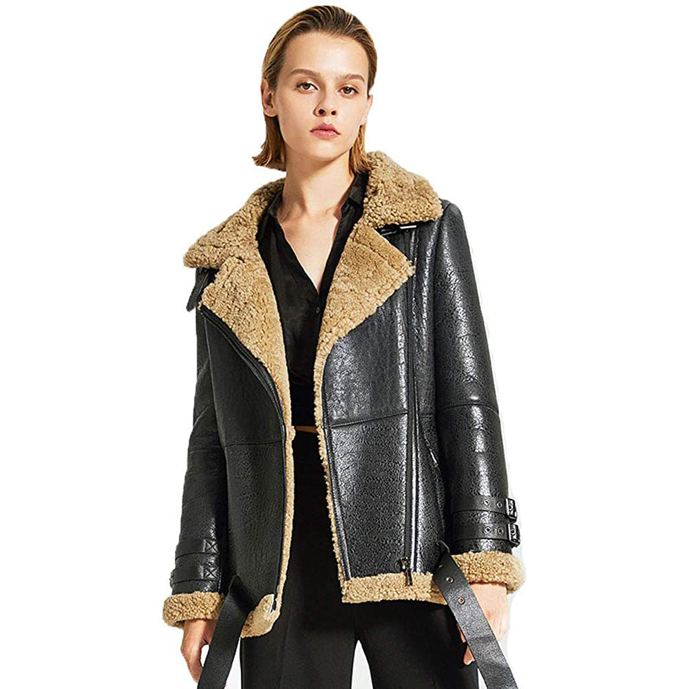 Womens Sheepskin Shearling Jacket B 3 Bomber Jacket